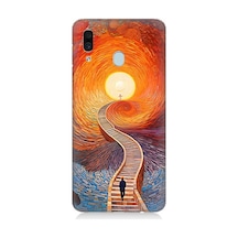 Samsung Galaxy A30 Uyumlu Işıklı Yol Desenli Silikon Kılıf