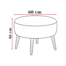 Waterybrook Suni Deri Puf Large - Siyah Ahşap Ayaklı - Retro Modern Tasarım - Dekoratif Sehpa Gri