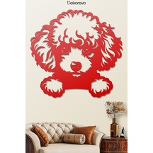 Poodle Köpek Metal Duvar Tablosu - Metal Duvar Sanatı - Kırmızı - 48 X 50 Cm