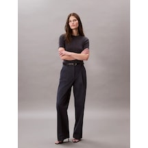 Calvin Klein Cotton Chıno Pleated, Cge Siyah Kadın Pantolon
