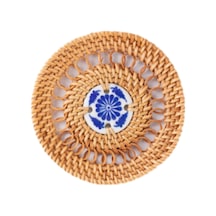 Suntek Tatil Yemeği Yemek Ev Için Yuvarlak Dokuma Servis 8cm Kahverengi