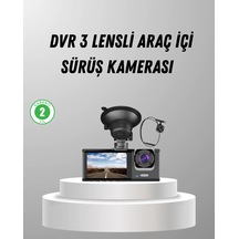 Üç Kameralı Araç Dvr Full Hd Gece Görüşlü 2 İnç Ips Ekranlı