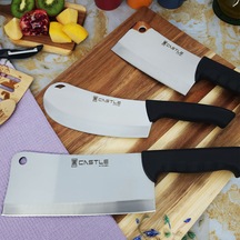 İncisive Mutfak Bıçak Seti 3'lü Et Kemik Tavuk Börek Soğan Satırı