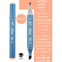 Çift Taraflı Profesyonel Çizim Kalemi Kalıcı Mürekkep Üçgen Gövde İnce Uç 1 Mm Kesik Uç 2-6mm Sketch 3572-şeftali