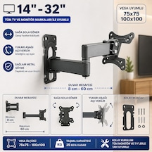 Eranura 27-32 İnç Profesyonel Ekranlar İçin 60 Cm Uzun Mekanik Stand
