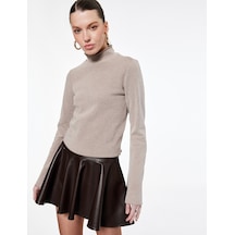 Koton Slim Fit Uzun Çan Kollu Dik Yaka Bluz Deve Tüyü 6wak80209ek Taba