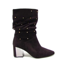 Kanuga Rjb7481 Siyah Süet Kadın Sivri Burun Araboy Çizme Siyah Süet Siyah