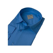 Linen Keten Klasik %100 Cotton Uzun Kollu Terletmeyen Mavi Gömlek Regular Kalıp -10354 Mavi