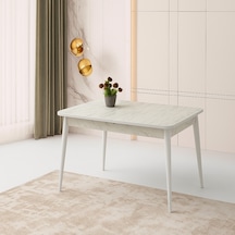 Hg Marmo Ortadan Açılır Büyüyen Yemek Masası Mermer Desenli 70x120cm Beyaz