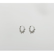 White Gold Plated Enlace Hoop Küpe Silver