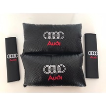 Audi Nakışlı Deri 1 Çift Boyun Yastık Ve 1 Çift Kemer Pedi (498363620)