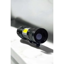 Mey İthalat Şarjlı Metal Zoomlu El Feneri Işıldak Led Işık Taşınabilir El Lambası