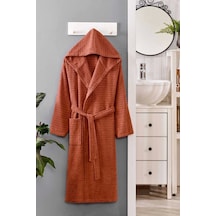 Kapüşonlu Unisex Banyo Bornozu %100 Soft Pamuklu Kahve Çok Renkli
