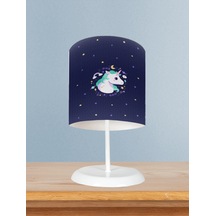 Mekta Home Bebek Ve Çocuk Odası Lacivert Unicorn Desenli Abajur