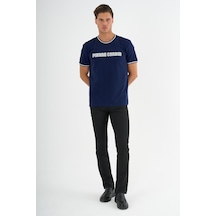 Alexander Gardi Bisiklet Yaka Baskılı T-shirt Lacivert