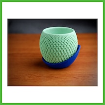 Vaveni 3d Baskı Küre Saksı - Kafes Dokulu İki Parçalı Dekoratif Saksı - Mint-mavi Arz