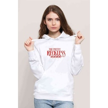 The Pretty Reckless Baskılı Beyaz Kadın Kapşonlu Sweatshirt