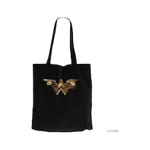 Wonder Woman Gold Siyah Kanvas Bez Çanta Siyah