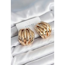 Pirinç Gold Renk Vintage Kadın Küpe Altın