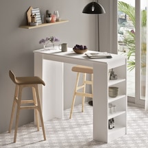 Yurudesign Style Bar Masası Mutfak Yemek Masası Beyaz St1-W