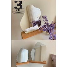 Evcazım 35 Cm X 28 Cm Düzensiz Estetik Makyaj Aynası Çerçevesiz, Dekoratif Masa Üstü Ayna Yatak Oda