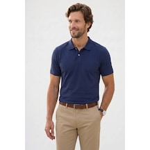 Tudors Erkek Slim Fit Dar Kesim Premium Seri %100 Pamuk Yumuşak Dokulu Merserize Lacivert Polo Yaka Tişört -50931