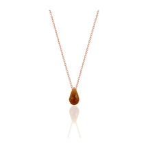 Gümüş Rose Zultanit Taşlı Drop Kesim Renk Değiştiren Kolye Barcode Gümüş - Rose Gold