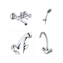 Erce Klasik Banyo Kartal Lavabo + Eviye Bataryası Duş Takımı