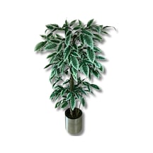 Cihan Çiçekçilik Yeşil Beyaz Yapay Ceviz Ağacı 180 Cm 30x30 Metal Saksı Yeşil