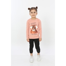 Toontoy Kids Toontoy Kız Çocuk Baskılı Bisiklet Yaka Uzun Kollu Tişört Açık Sarı