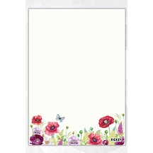 A5 Çiçek Bloknot Çizgisiz Defter - 50 Yaprak - Memopad - Notepad - Not Defteri - Not Kağıdı - 1295 Çok Renkli