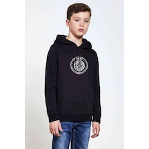 Tshirthane The100 Sky Guards Baskılı Unisex Çocuk Kapüşonlu Siyah Sweatshirt
