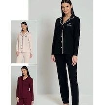 Nivemes Home Nivemeshome 1804 Pijadore Bayan Pijama Takımı Siyah Siyah