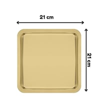 Paslanmaz Çelik Sunum Tepsisi, Gold, 21x21 Cm, Çay Kahve Pasta Tatlı Servisi, 2 Adet Çok Renkli