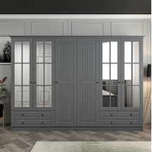 Kale 6 Kapaklı 4ç Taçlı Dolap Mebran İlkbahar Antrasit 210cm Antrasit