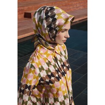 Poanes Puantiye Desenli Twıll İpek Eşarp Pembe