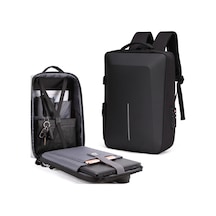 Sert Kabuk Hırsızlık Önleyicili Laptop Sırt Çantası Siyah