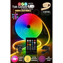 5 Metre Rgb Neon Led Şerit Auraflex Serisi Sese Duyarlı Tak-çalıştır Kumandalı Işık