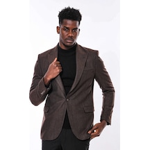 Wessi Slim Fit Desenli Kahverengi Erkek Ceket Kahverengi