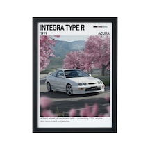 Honda Integra Type-r Ahşap Çerçeveli Poster Tablo Jdm Efsanesi Siyah