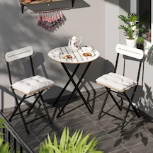 Minderli Bistro Takım Bahçe Masa Sandalye Yuvarlak Beyaz 1485 Beyaz