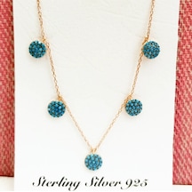 Oriental Kuyumculuk Jewellery Yuvarlak Firüze Rose Şans Kolyesi Mavi
