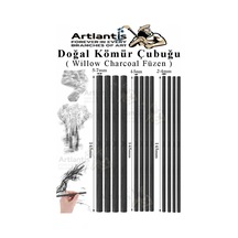 Kömür Çubukları Doğal Füzen 12 Li 1 Paket Eskiz Karakalem Çizim Gölgeleme Kömürü Siyah Willow Charcoal Hobi Sanat