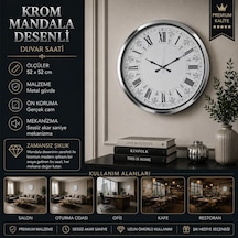 Krom Manadala Desenli 52 X 52 Cm Duvar Saati