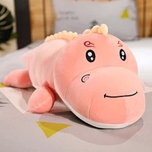 Yaklaşık 50 Cm-gülümseme Pembe-yeşil Dinozor Gülümseme Öpücük Sevimli Dino Yalan Hayvan Peluş Oyuncak Dolması