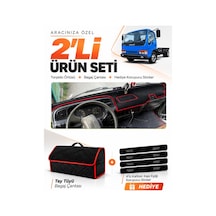 Isuzu Nkr Wıde 1997-2005 Uyumlu Torpido Örtüsü + Tay Tüyü Bagaj Çantası + Sticker - Siyah Kırmızı