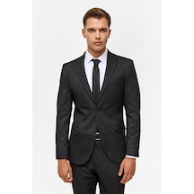 Süvari Siyah Slim Desenli Mono Yaka 6 Drop Takım Elbise-38835 Siyah