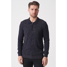 White Stone Porto Alegre 2024-32 Slim Fit Fermuarlı Pamuklu Venezia Triko Lacivert Antrasit Lacivert-antrasit Lacivert - Antrasit