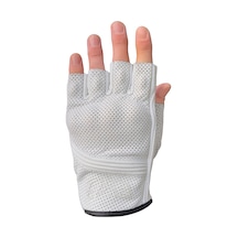 Fingerless Flx Leather White Korumalı Motosiklet Deri Eldiveni