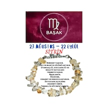 Gümüştel El Sanatları Sertifikalı Burç Taşı Başak Burcu Sitrin Taşı Bileklik Sarı